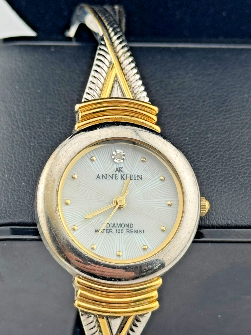 Anne Klein AK Diamond Accent Two-Tone Bangle Watch Y121E Quartz
